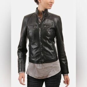 Vera Pelle Black Leather Jacket / Italy